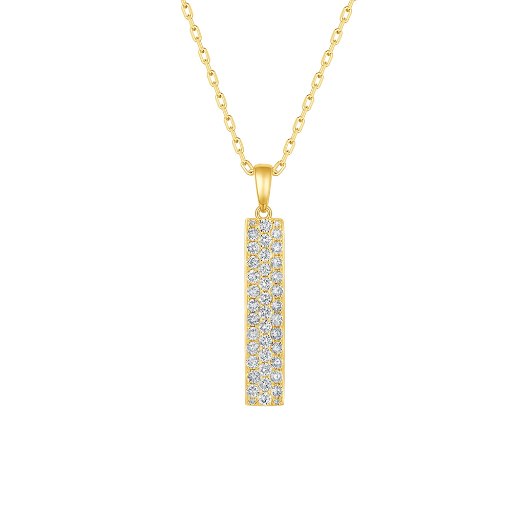 Sabel Collection Yellow Gold Diamond Bar Drop Pendant